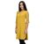 Tunic Nation Women's A-Line Yellow Poly crepe Solid Kurti