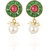 Be You Mesmerizing Red  Green Color Glass Beaded Kundan Meena Work Brass Designer Earrings  Necklace Set for Women