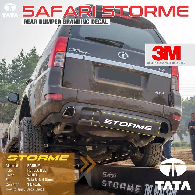 Buy Tata Safari Storme Rear Bumper Branding Decal White Reflective Online 300 from ShopClues