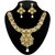 Kriaa by JewelMaze Zinc Alloy Gold Plated White Austrian Stone  Kundan Necklace Set-AAA0563