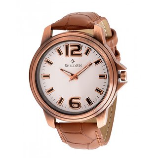 Sheldon Brown Leather Analog Watch For Men