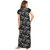 Be You Fashion Women Serena Satin Black Printed Lace Nightgown