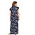 Be You Fashion Women Serena Satin Navy Blue Printed Lace Nightgown