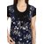 Be You Fashion Women Serena Satin Navy Blue Printed Lace Nightgown