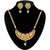 Kriaa by JewelMaze Zinc Alloy Gold Plated Orange Austrian Stone  Pearl Necklace Set-AAA0588