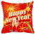 meSleep Happy New Year Red Digitally Printed Cushion Cover (16x16)