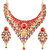 Kriaa by JewelMaze Zinc Alloy Gold Plated Red And Blue Austrian Stone Necklace Set-AAA0634