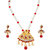 Kriaa by JewelMaze Zinc Alloy Gold Plated Maroon Austrian Stone  Kundan Necklace Set-AAA0637