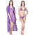 Claura Women's Designer 4pc Net Nighty and Robe With 2pc Lingerie set