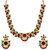 Kriaa by JewelMaze Zinc Alloy Gold Plated Green And Red Austrian Stone Necklace Set-AAA0656