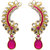 Jewelmaze Gold Plated Pink Alloy Cuff Earrings for Women