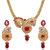 Kriaa by JewelMaze Zinc Alloy Gold Plated Pink Austrian Stone Necklace Set-AAA0667