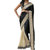 SuratTex Black & Cream Georgette Embroidered Saree With Blouse