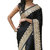 SuratTex Black & Cream Georgette Embroidered Saree With Blouse