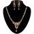 Kriaa by JewelMaze Zinc Alloy Gold Plated Green And Pink Austrian Stone Necklace Set-AAA0677