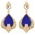 Kriaa by JewelMaze Zinc Alloy Gold Plated Blue  White Pearl  Kundan Dangle Earrings-AAA1163