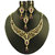 Kriaa by JewelMaze Zinc Alloy Gold Plated Purple Austrian Stone Necklace Set With Maang tikka-AAA0706