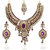 Kriaa by JewelMaze Zinc Alloy Gold Plated Purple Austrian Stone  Kundan Necklace Set With Maang tikka-AAA0733