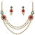 Kriaa by JewelMaze Zinc Alloy Gold Plated Maroon And Green Austrian Stone Necklace Set-AAA0734
