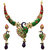 Kriaa by JewelMaze Zinc Alloy Gold Plated White And Green Kundan Necklace Set-AAA0754
