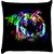 Snoogg neon tiger outline 2669  Digitally Printed Cushion Cover Pillow 16 x 16 Inch