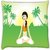 Snoogg  female doing yoga on green invirement Digitally Printed Cushion Cover Pillow 16 x 16 Inch