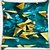 Snoogg Golden And Blue Pieces Digitally Printed Cushion Cover Pillow 16 x 16 Inch