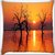 Snoogg Trees In Lake Digitally Printed Cushion Cover Pillow 16 x 16 Inch
