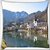 Snoogg Houses And Bridge Near The Lake Digitally Printed Cushion Cover Pillow 24 X 24 Inch