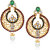 Kriaa by JewelMaze Red And Green Austrian Stone Pearl Gold Plated Chandbali Dangle Earrings-AAA0225
