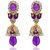 Kriaa by JewelMaze Austrian Stone Purple Meenakari Drop Gold Plated Jhumki Earrings-AAA0235