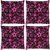 Snoogg Pack Of 4 Pink Floral Black Pattern Digitally Printed Cushion Cover Pillow 10 x 10 Inch