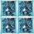 Snoogg Pack Of 4 Blue Animals Digitally Printed Cushion Cover Pillow 10 x 10 Inch