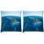 Snoogg Pack Of 2 Blue Water Sea Digitally Printed Cushion Cover Pillow 10 x 10 Inch