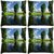 Snoogg Pack Of 4 Green Tree And Clouds Digitally Printed Cushion Cover Pillow 10 x 10 Inch