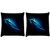 Snoogg Pack Of 2 Neon Shark In Sea Digitally Printed Cushion Cover Pillow 10 x 10 Inch