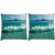 Snoogg Pack Of 2 Sea Waves Digitally Printed Cushion Cover Pillow 10 x 10 Inch