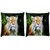 Snoogg Pack Of 2 Abstract Neon Tiger Digitally Printed Cushion Cover Pillow 10 x 10 Inch