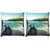 Snoogg Pack Of 2 Beach Side Garden Digitally Printed Cushion Cover Pillow 10 x 10 Inch