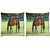 Snoogg Pack Of 2 Brown Horse Digitally Printed Cushion Cover Pillow 10 x 10 Inch