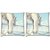 Snoogg Pack Of 2 White Snow Horse Digitally Printed Cushion Cover Pillow 10 x 10 Inch