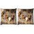 Snoogg Pack Of 2 Running Horses Digitally Printed Cushion Cover Pillow 10 x 10 Inch