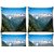 Snoogg Pack Of 4 White Mounatins Digitally Printed Cushion Cover Pillow 10 x 10 Inch