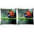 Snoogg Pack Of 2 Red Beatel In Green Grass Digitally Printed Cushion Cover Pillow 10 x 10 Inch