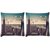 Snoogg Pack Of 2 Tall Buildings Digitally Printed Cushion Cover Pillow 10 x 10 Inch