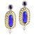 Kriaa by JewelMaze Blue Austrian Stone Pearl Drop Gold Plated Dangle Earrings-AAA0443