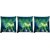 Snoogg Pack Of 3 Green Mysterious Design Digitally Printed Cushion Cover Pillow 12 x 12 Inch