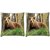 Snoogg Pack Of 2 Aged Bear Digitally Printed Cushion Cover Pillow 14 x 14 Inch