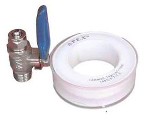 Stainless Steel Water Inlet Valve Ball Connector For RO Purifier + Taflon Tape