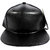 PLAIN BLACK FAUX LEATHER HIP-HOP CAP/SNAP-BACK CAP